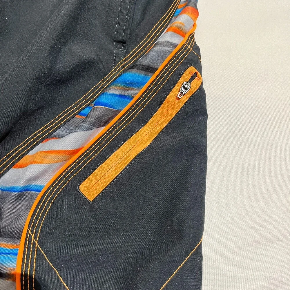 Nike Mens Board Swim Trunks Pockets Lined Shorts Athletic Black Orange M